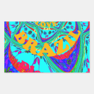 Vibrant Floral Pattern: Brazilian Tribute Eat Love Rectangular Sticker