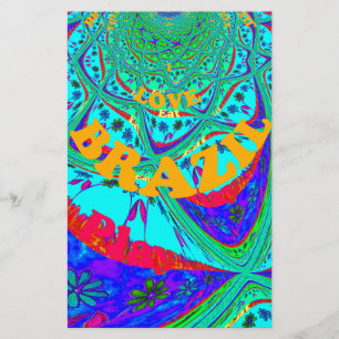 Vibrant Floral Pattern: Brazilian Tribute Eat Love Stationery