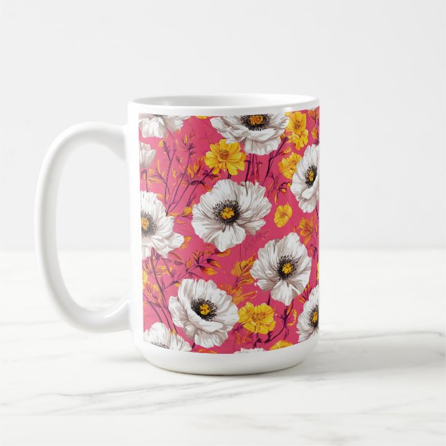 Vibrant floral pattern coffee mug (Left)
