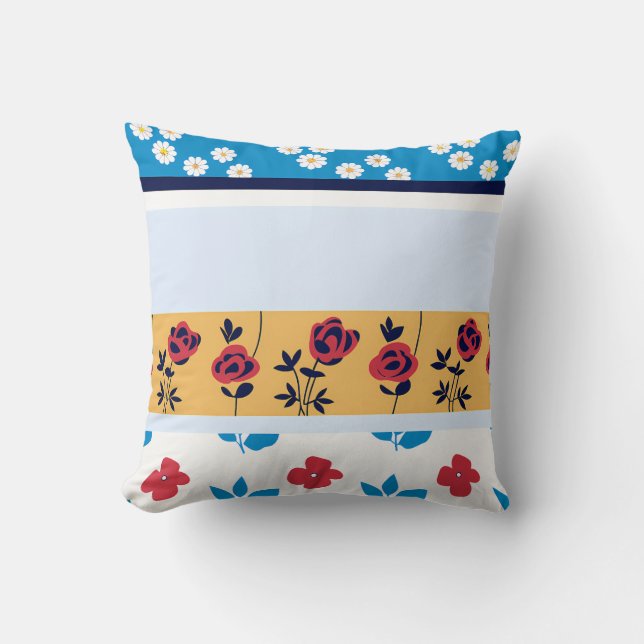 Vibrant Floral Pattern Designs | Custom Art Prints Cushion (Front)