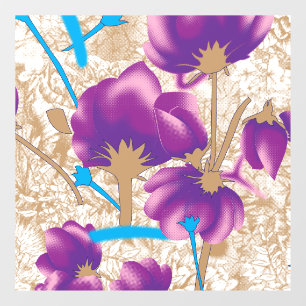 Vibrant floral pattern featuring purple and blue f