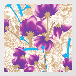 Vibrant floral pattern featuring purple and blue f