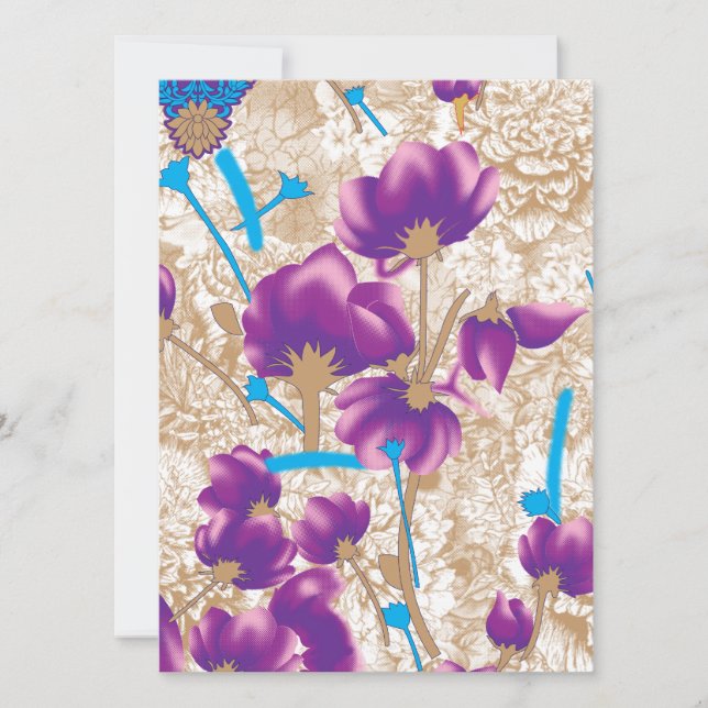Vibrant floral pattern featuring purple and blue f (Front)
