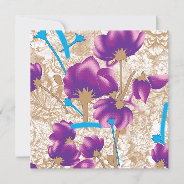 Vibrant floral pattern featuring purple and blue f announcement (Front)