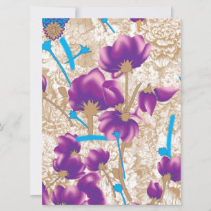 Vibrant floral pattern featuring purple and blue f announcement