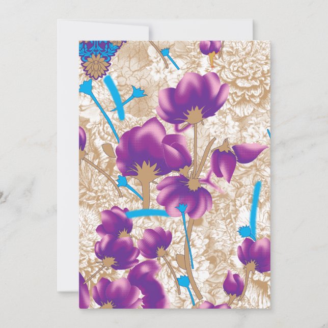 Vibrant floral pattern featuring purple and blue f announcement (Front)