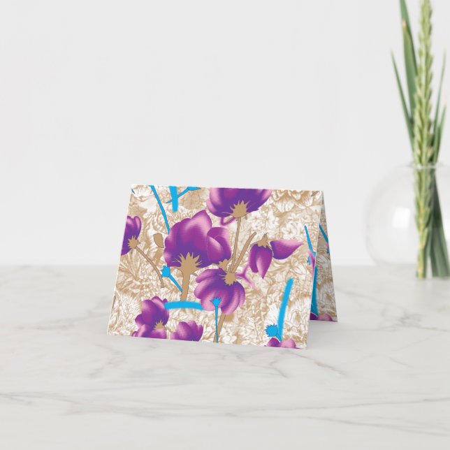 Vibrant floral pattern featuring purple and blue f announcement (Front)