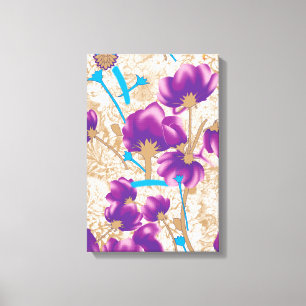 Vibrant floral pattern featuring purple and blue f canvas print