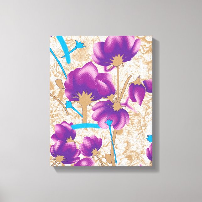 Vibrant floral pattern featuring purple and blue f canvas print (Front)