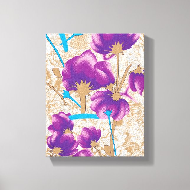 Vibrant floral pattern featuring purple and blue f canvas print (Front)