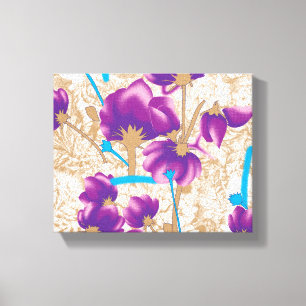 Vibrant floral pattern featuring purple and blue f canvas print