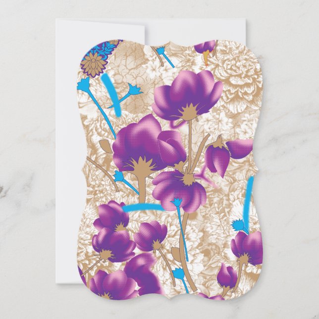Vibrant floral pattern featuring purple and blue f card (Front)