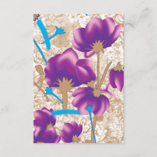 Vibrant floral pattern featuring purple and blue f enclosure card