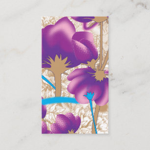 Vibrant floral pattern featuring purple and blue f enclosure card