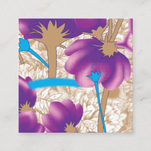 Vibrant floral pattern featuring purple and blue f enclosure card