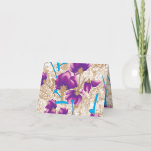 Vibrant floral pattern featuring purple and blue f holiday card