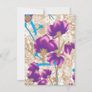 Vibrant floral pattern featuring purple and blue f invitation