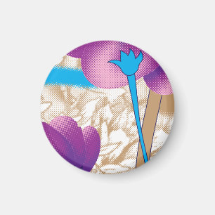 Vibrant floral pattern featuring purple and blue f magnet