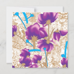 Vibrant floral pattern featuring purple and blue f magnetic invitation