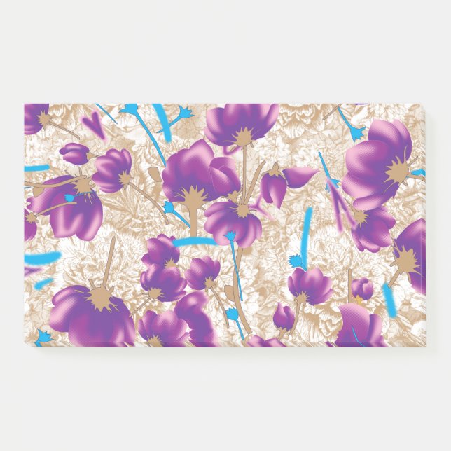 Vibrant floral pattern featuring purple and blue f post-it notes (Front)