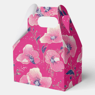 Vibrant Floral Pattern in Pink, White & Royal Blue Favour Box