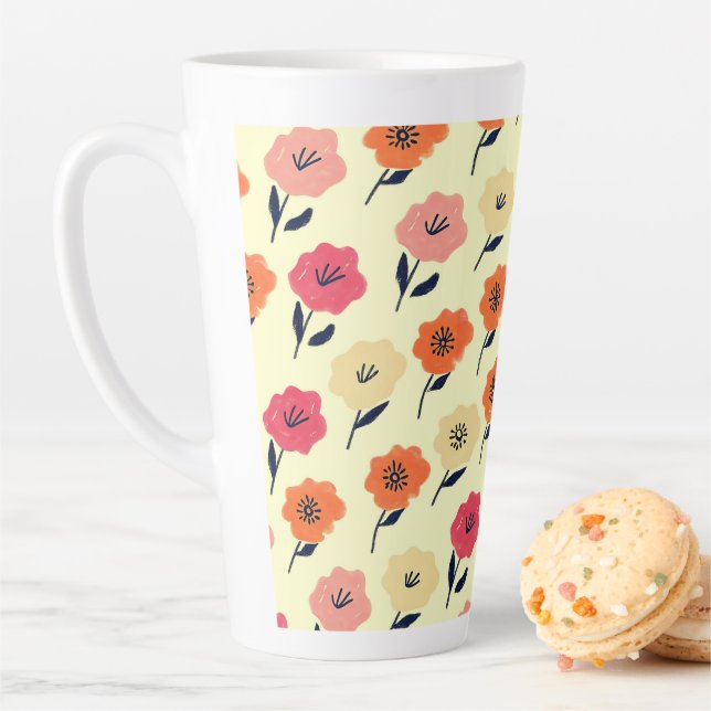 Vibrant Floral Pattern Latte Mug (In Situ)