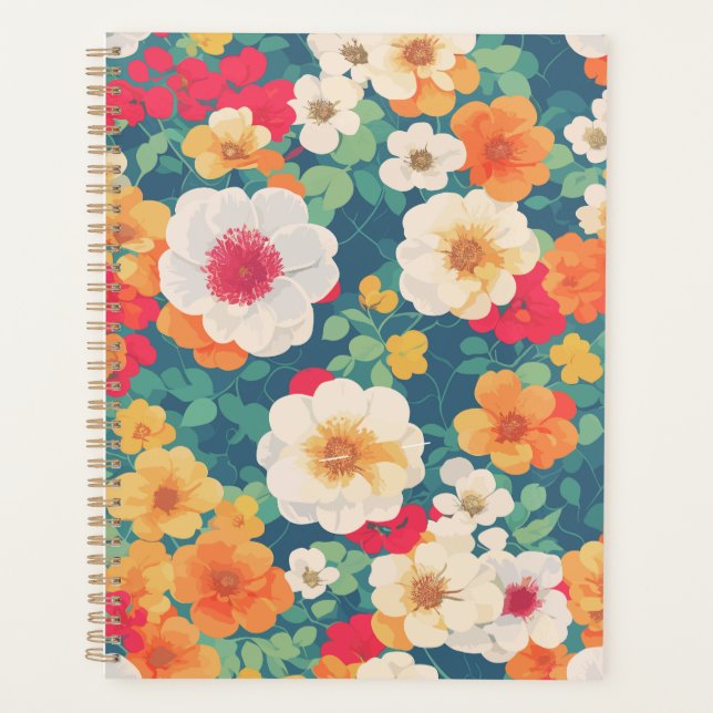 Vibrant Floral Pattern Notebook Planner (Front)