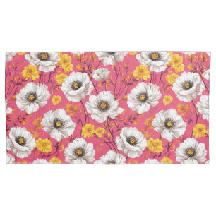 Vibrant floral pattern pillowcase