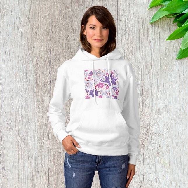Vibrant Floral Pattern Purple Pink Blue Flowers  Hoodie (Creator Uploaded)