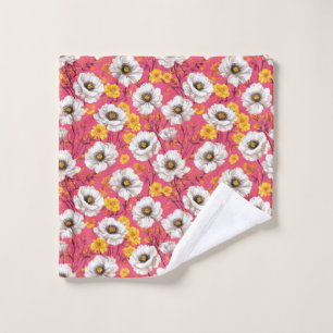 Vibrant floral pattern wash cloth