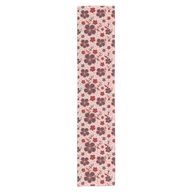 Vibrant Floral Pattern with Colourful Flowers Short Table Runner (Front)