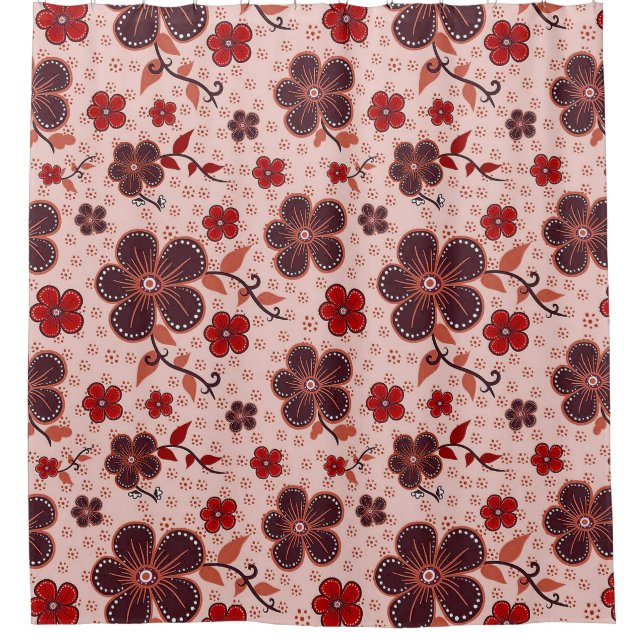 Vibrant Floral Pattern with Colourful Flowers Shower Curtain (Front)