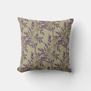 Vibrant Floral Pattern with Yellow Daisies  Cushion