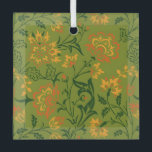 Vibrant Floral Pattern: Yellow and Orange Flowers Glass Tree Decoration<br><div class="desc">A vibrant floral pattern with yellow and orange flowers on a green background. The design features swirling stems and leaves,  creating a lively,  ornate look.</div>