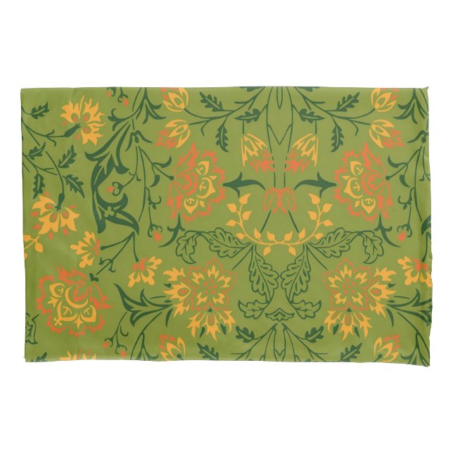  Vibrant Floral Pattern: Yellow and Orange Flowers Pillowcase (Front-Left)