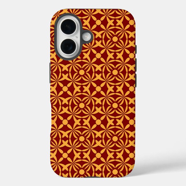 Vibrant Floral Pattern: Yellow Shapes on Red Back Case-Mate iPhone Case (Back)
