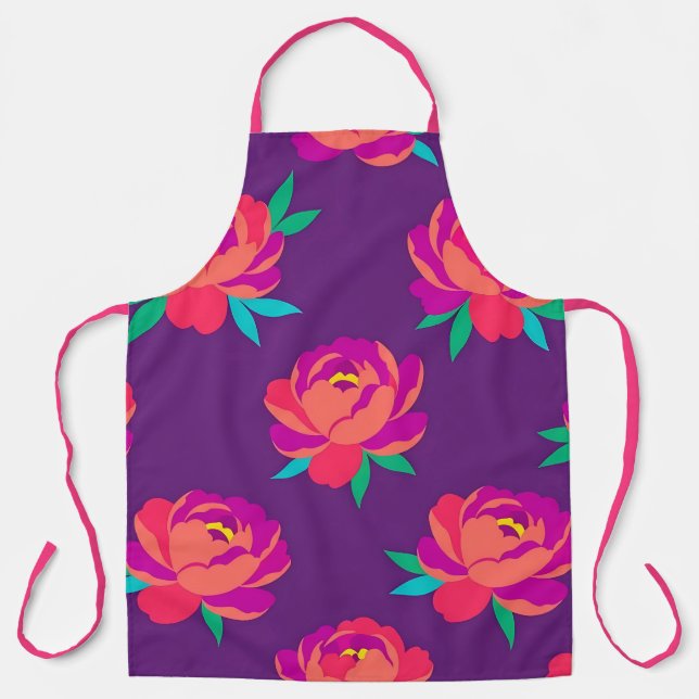 Vibrant Floral Professional Culinary Apron (Front)
