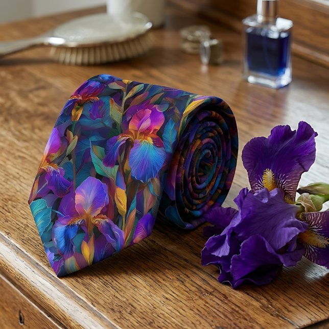 Vibrant Floral Purple Iris Men's Necktie (Creator Uploaded)