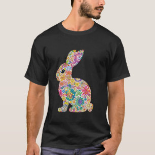 Vibrant Floral Rabbit Nature Art multicolored flow T-Shirt
