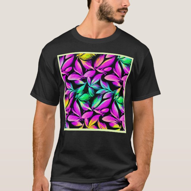 Vibrant Floral Repeat Design T-Shirt (Front)