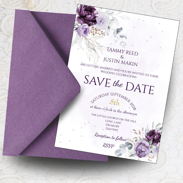 Vibrant Floral Save the Date Wedding Invitatation Invitation (Creator Uploaded)