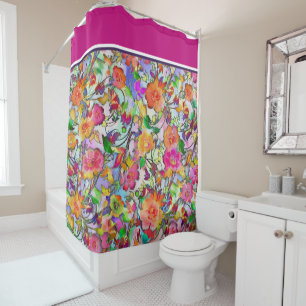 Vibrant floral shower curtain