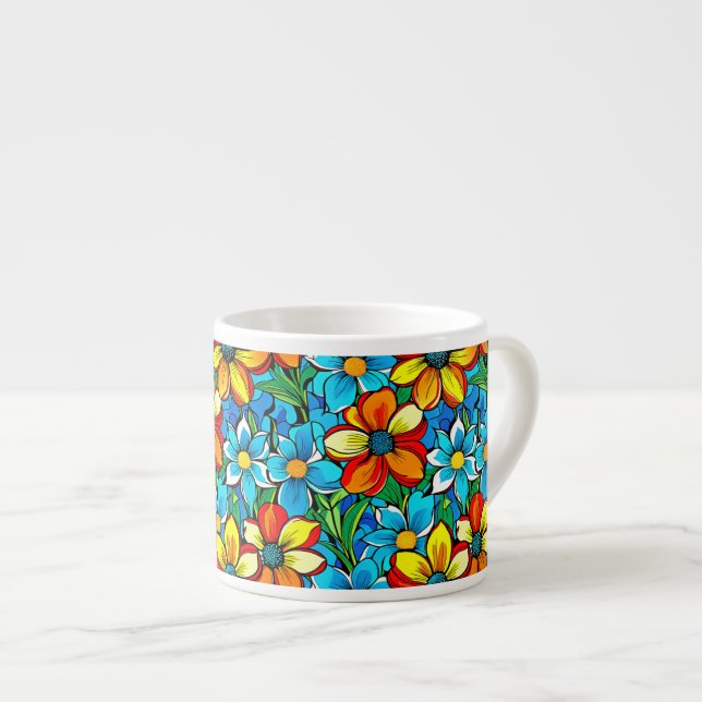 Vibrant Floral Small Espresso Cup (Front Right)