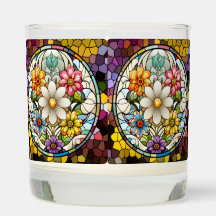Vibrant Floral Stained Glass Scented Jar Candle