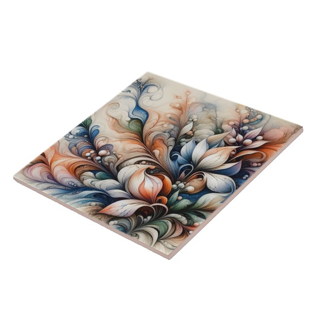 Vibrant Floral Swirl Artwork Tile (Side)