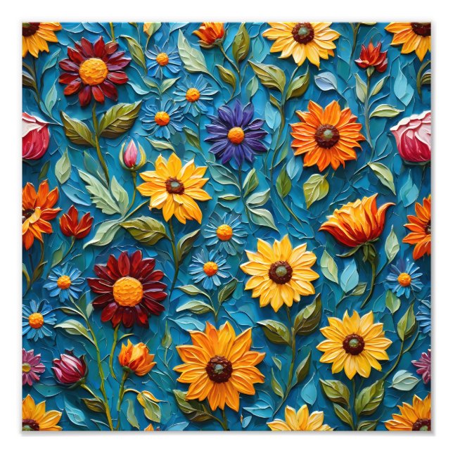 Vibrant Floral Tapestry Photo Print (Front)