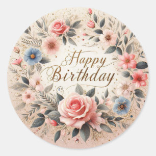 Vibrant floral theme Birthday sticker