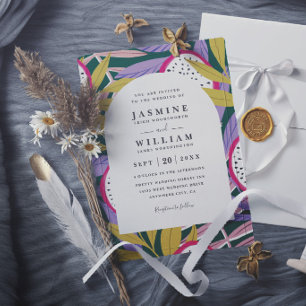 Vibrant Floral Tropical Elegant Modern Wedding Invitation