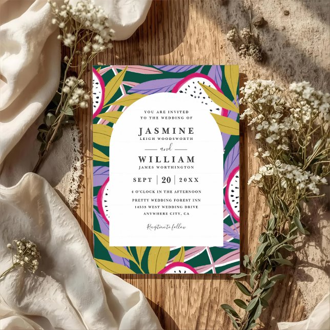 Vibrant Floral Tropical Elegant QR Code Wedding Invitation (Creator Uploaded)