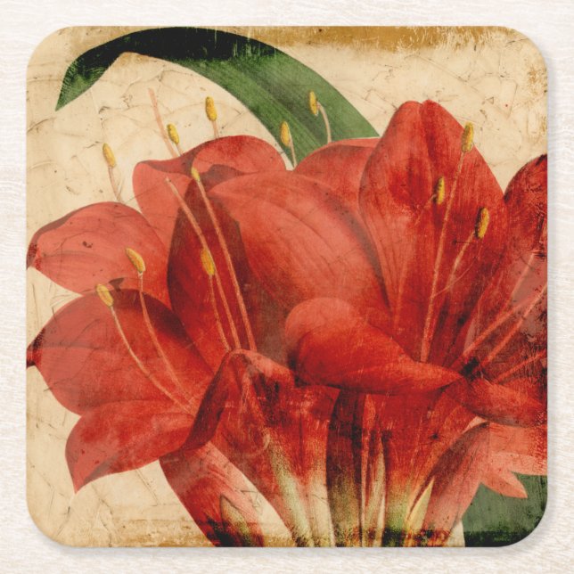 Vibrant Floral VIII Square Paper Coaster (Front)
